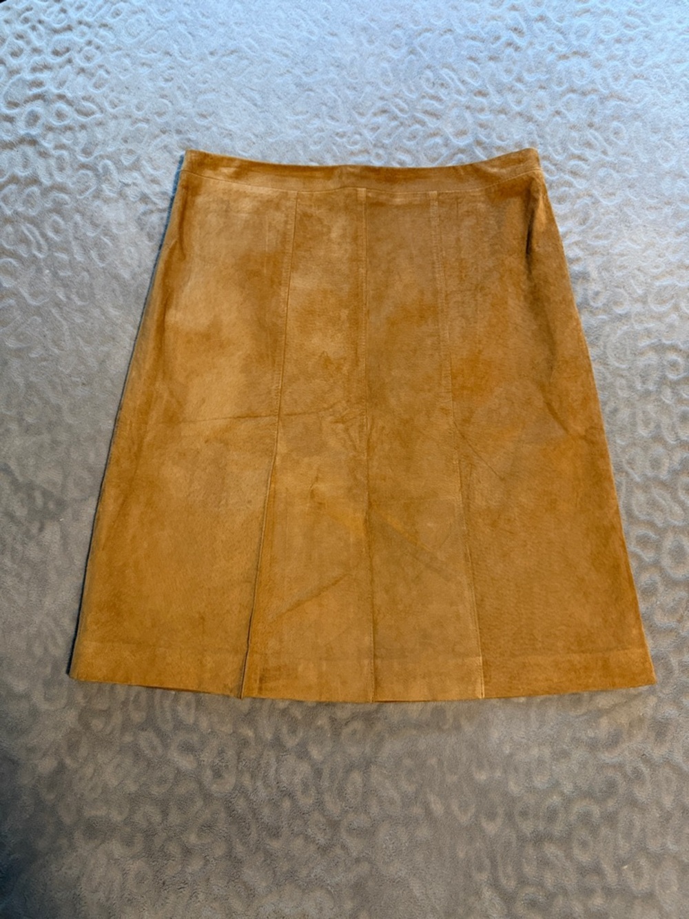 Ann Taylor Camel leather A-Line Front Pleat Skirt